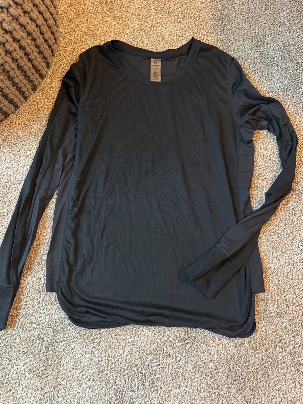 Mono B Black Long Sleeve Athleisure Top With Thumb Holes